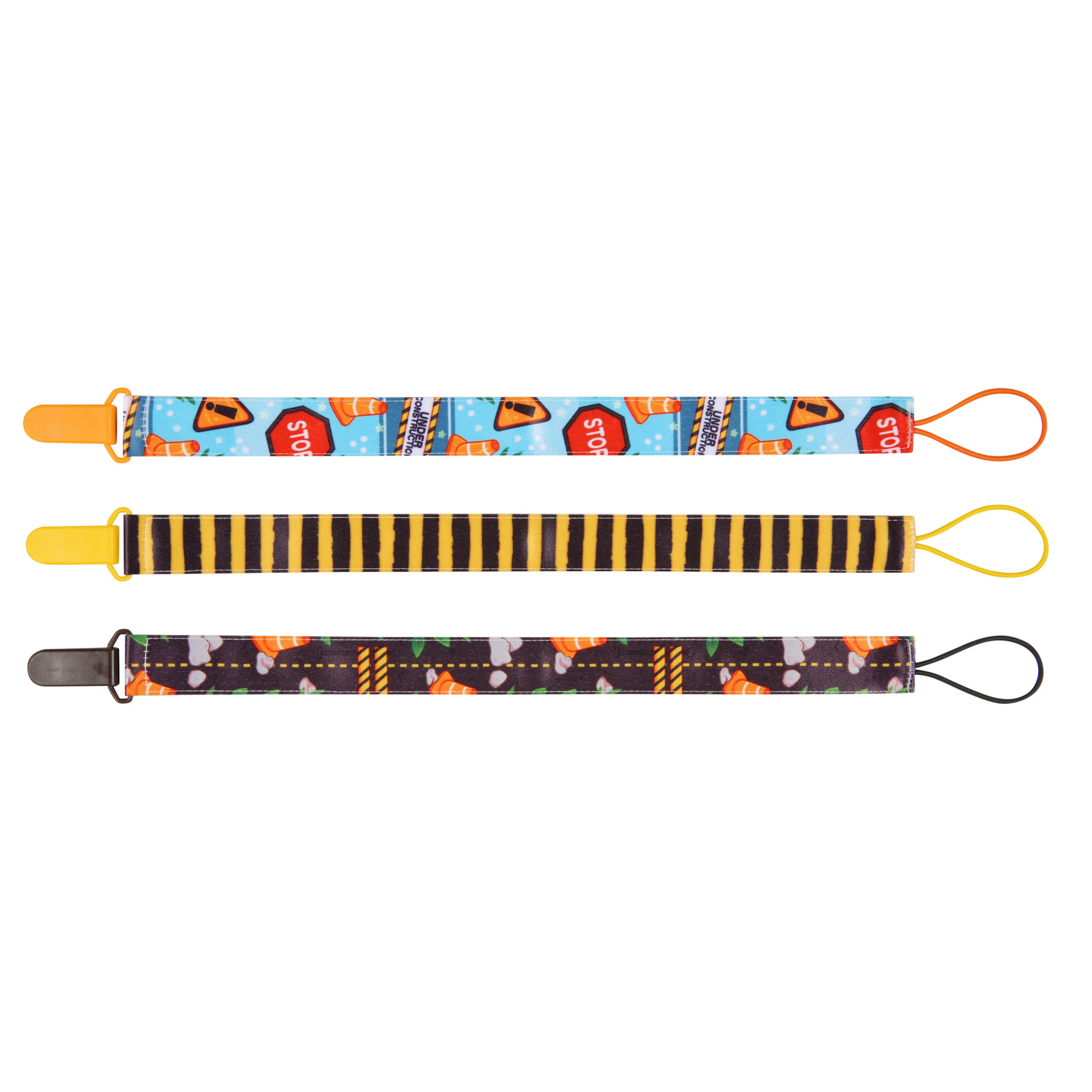 Under Construction Pacifier Clip Set