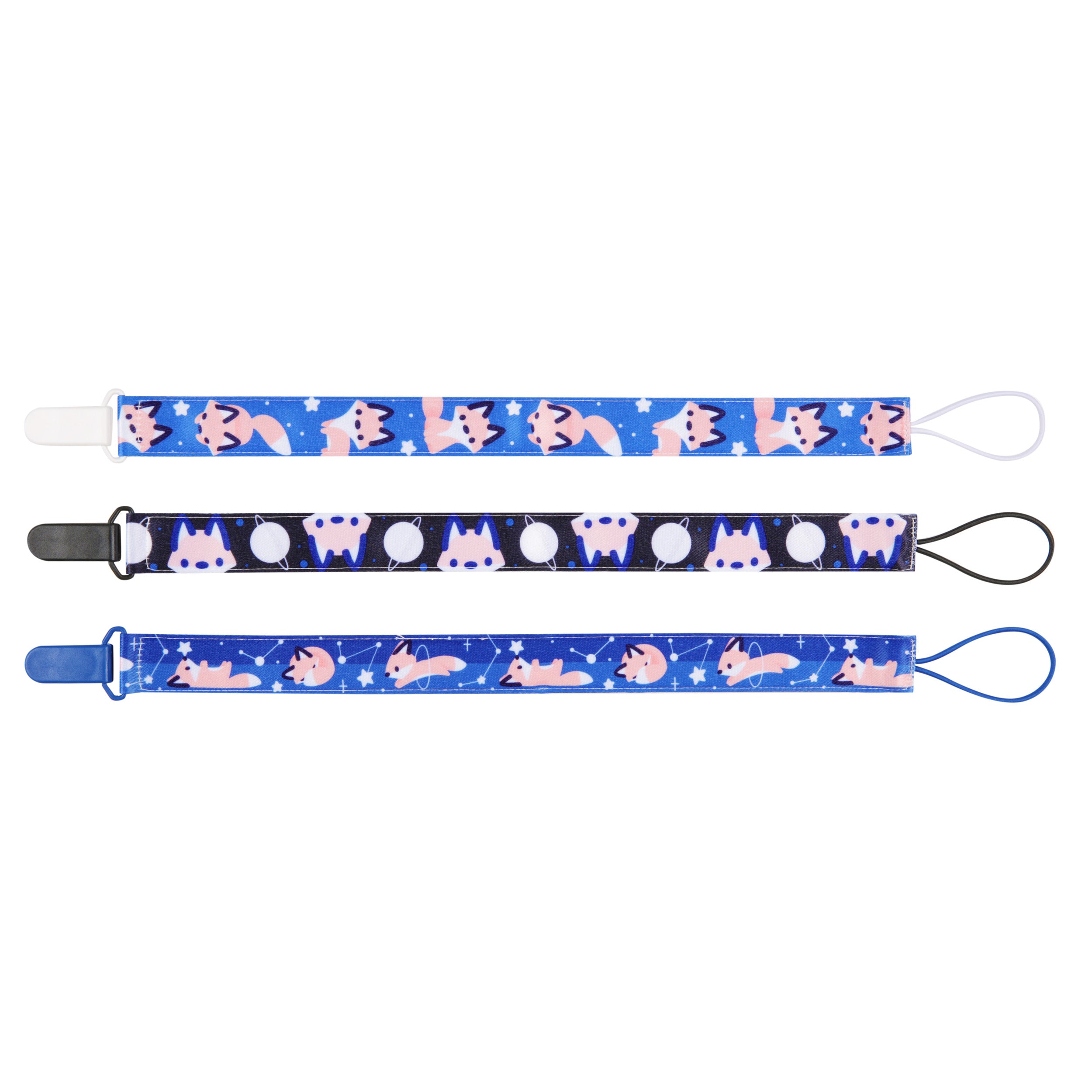 Cosmic Fox Pacifier Clip Set